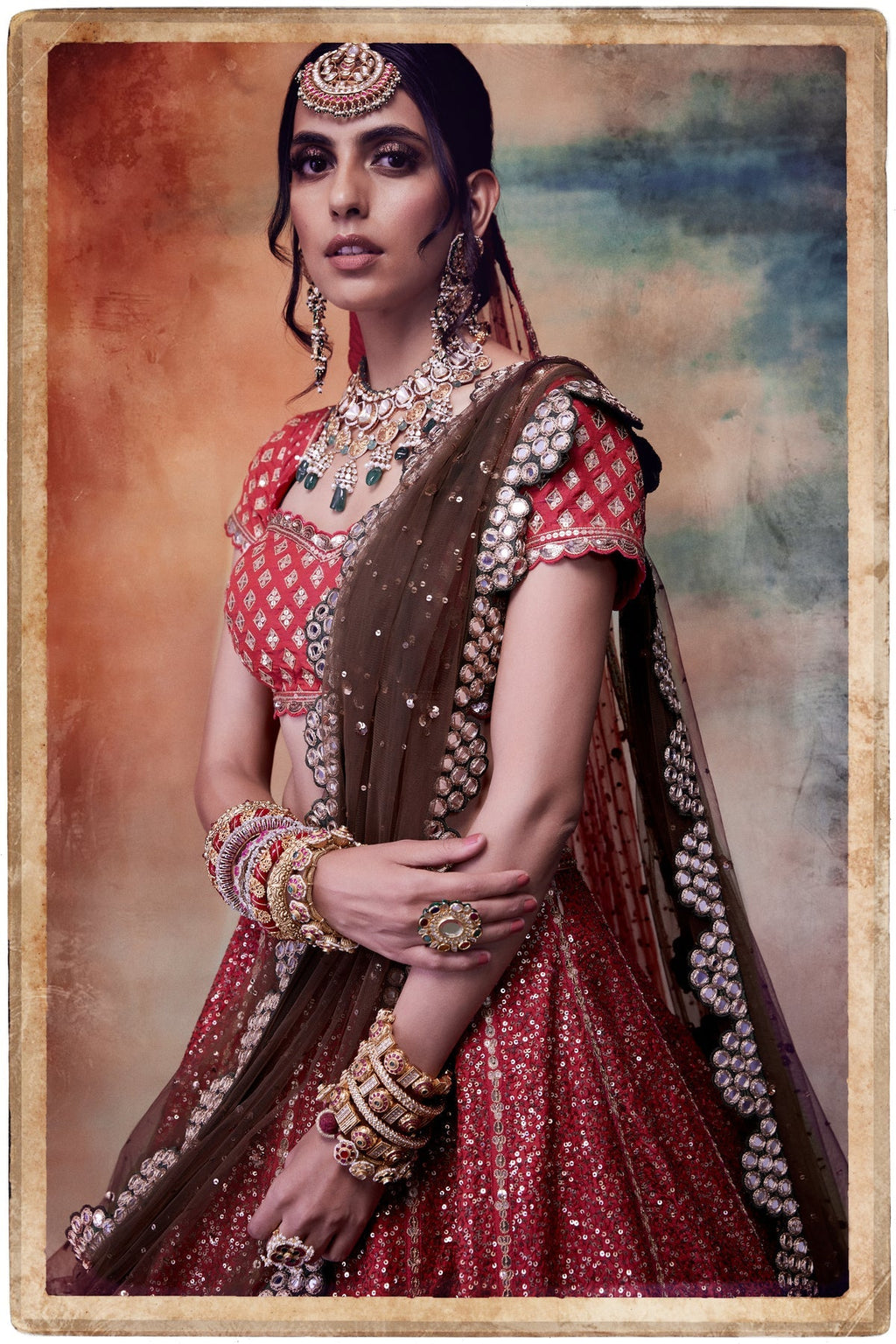 Sari Women’s Lehenga Set | Sequin Embellished, Mughal Design 2