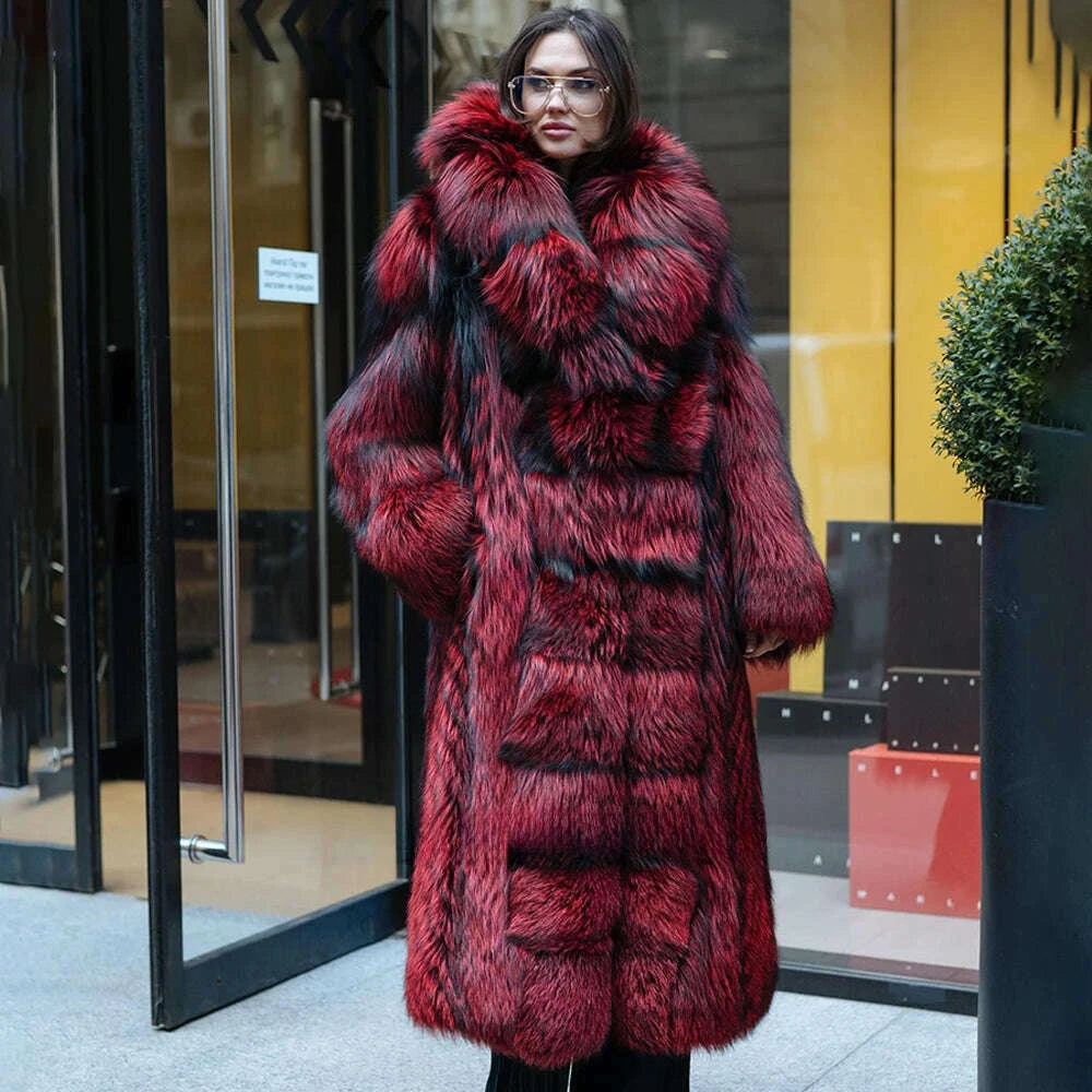 Tanya Women's Long Puffer Coat | Genuine Fox Fur, Thick Warm Design 0