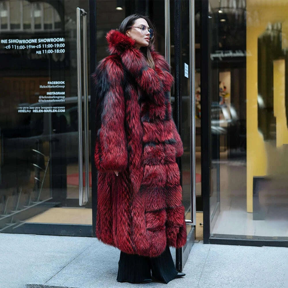 Tanya Women's Long Puffer Coat | Genuine Fox Fur, Thick Warm Design 2