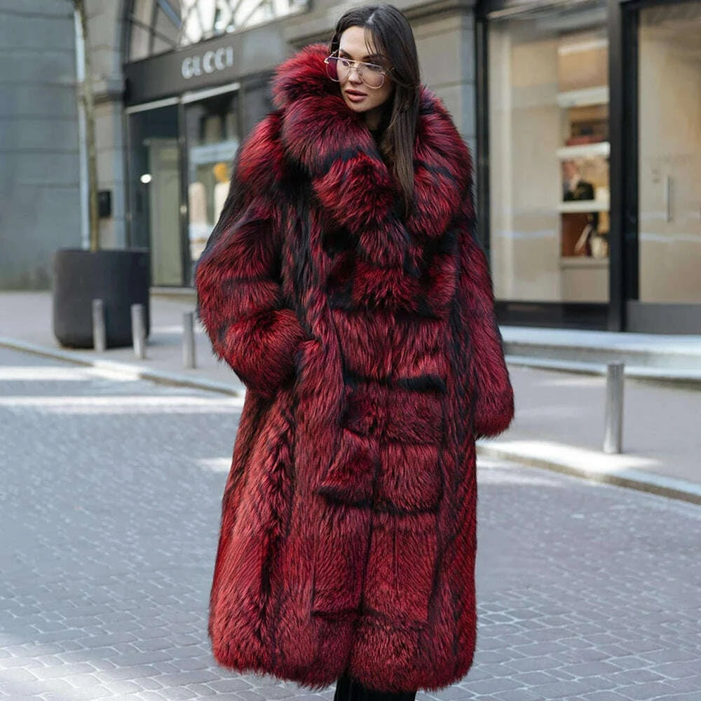 Tanya Women's Long Puffer Coat | Genuine Fox Fur, Thick Warm Design 5