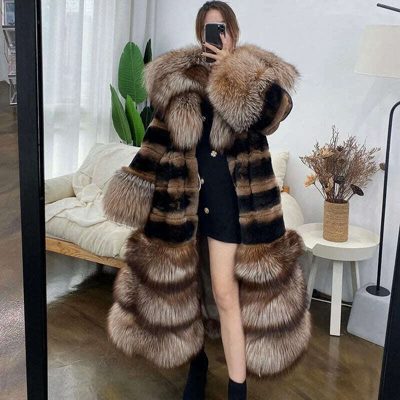 Tara Women's Winter Coat | Genuine Rex Rabbit & Fox Fur 1