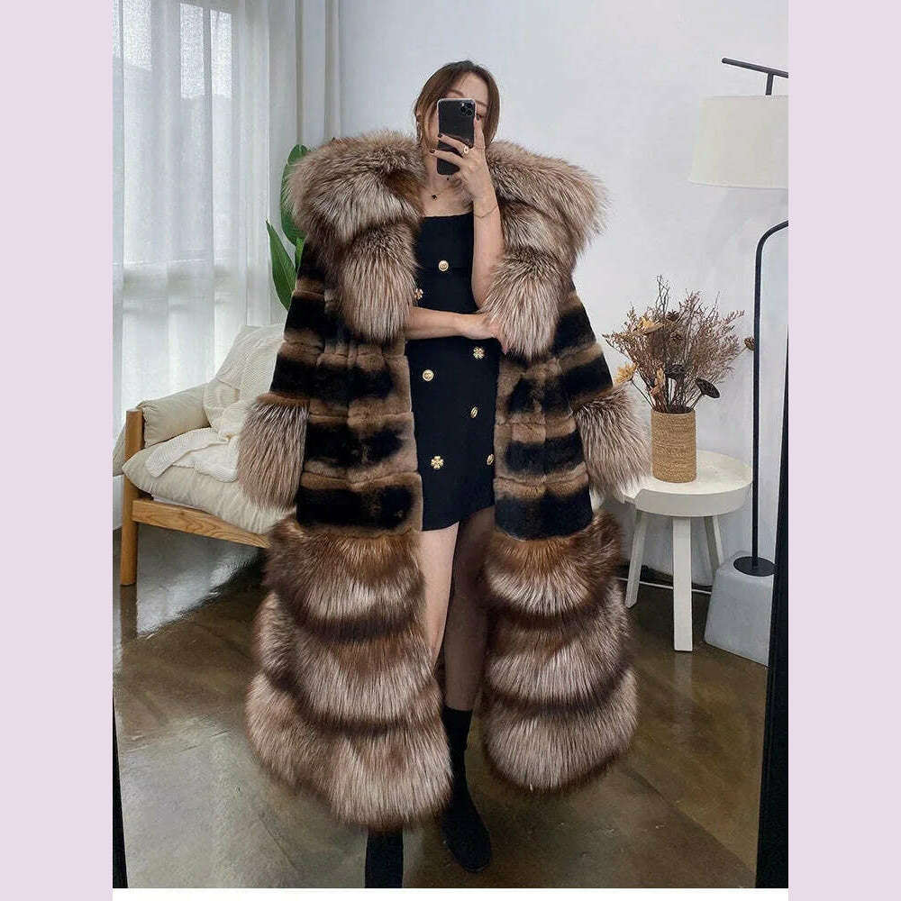 Tara Women's Winter Coat | Genuine Rex Rabbit & Fox Fur 2