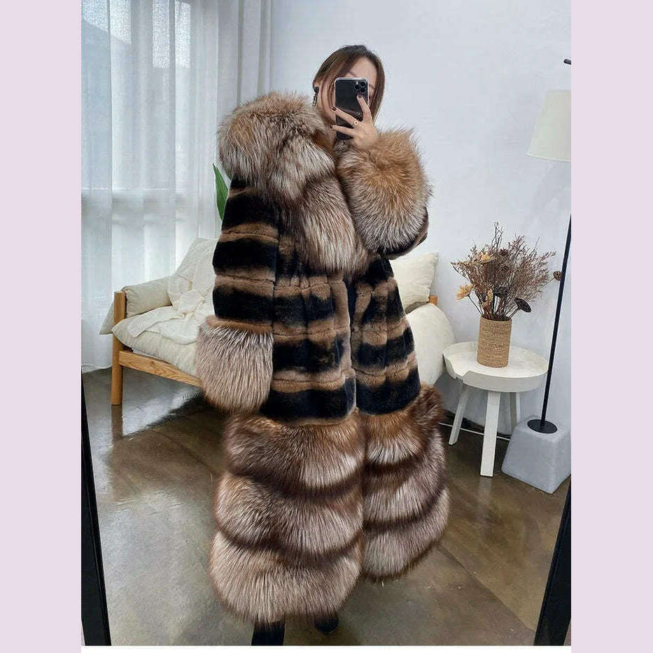 Tara Women's Winter Coat | Genuine Rex Rabbit & Fox Fur 3