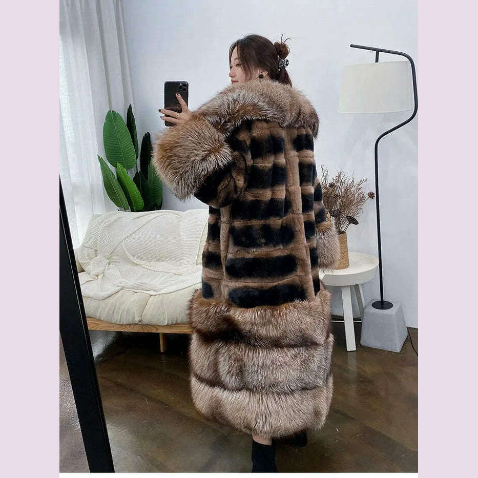 Tara Women's Winter Coat | Genuine Rex Rabbit & Fox Fur 4
