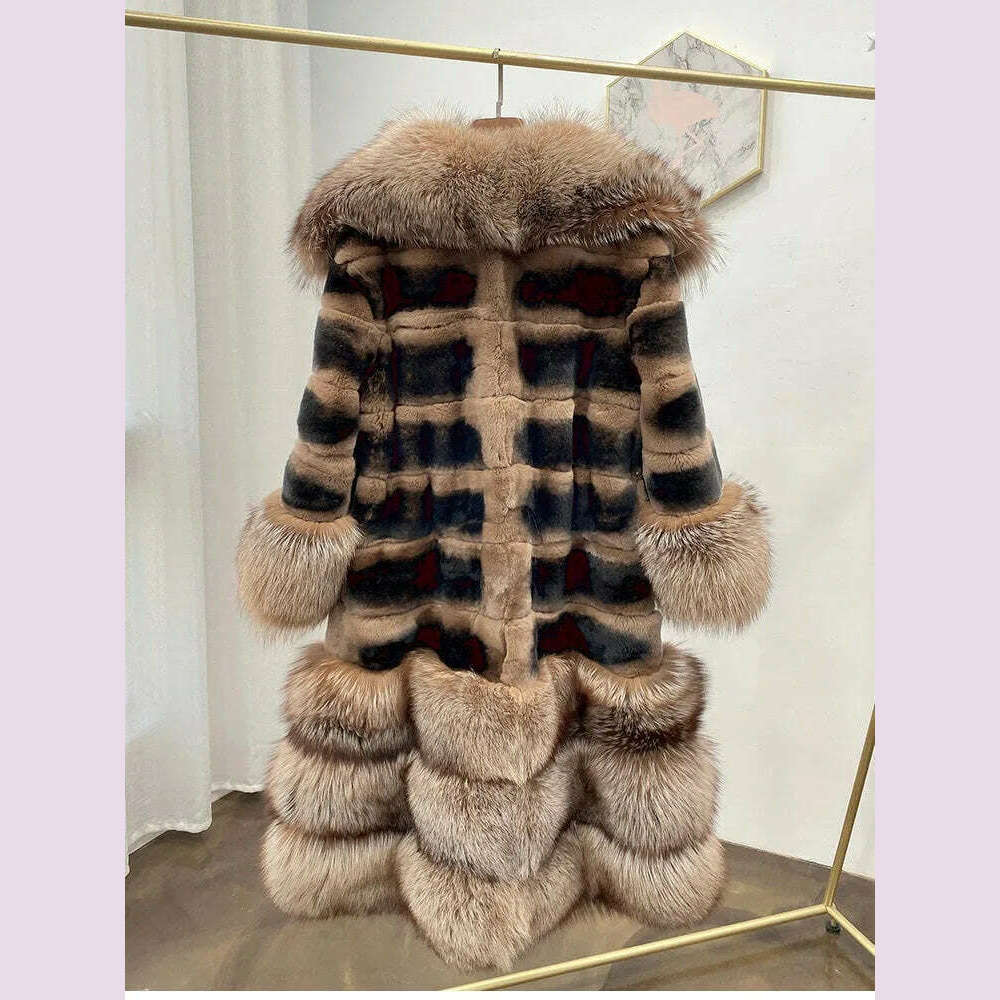Tara Women's Winter Coat | Genuine Rex Rabbit & Fox Fur 5