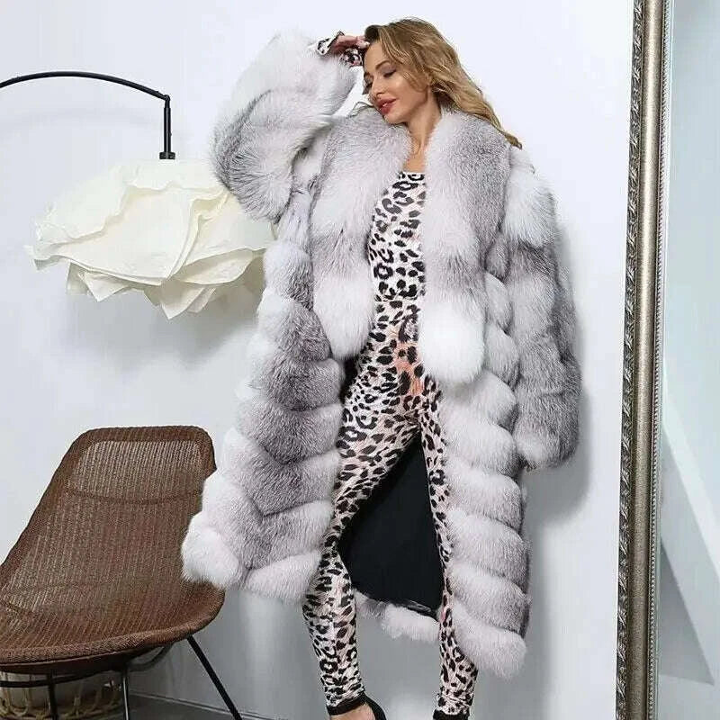 Tina Women's Long Puffer Coat | Genuine Fox Fur, Thick Warm Design 0