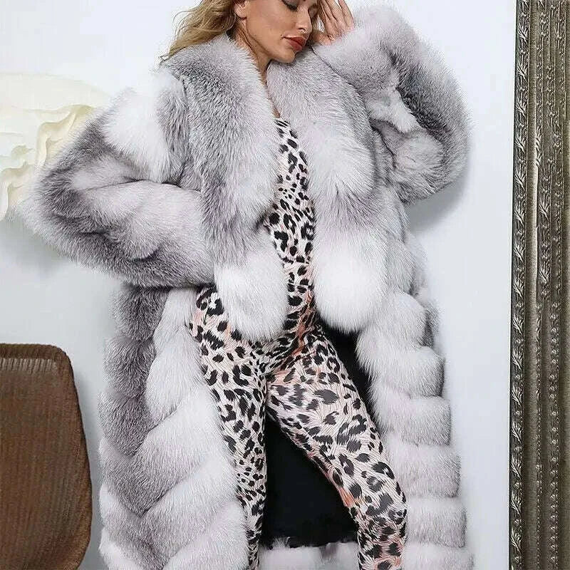 Tina Women's Long Puffer Coat | Genuine Fox Fur, Thick Warm Design 1