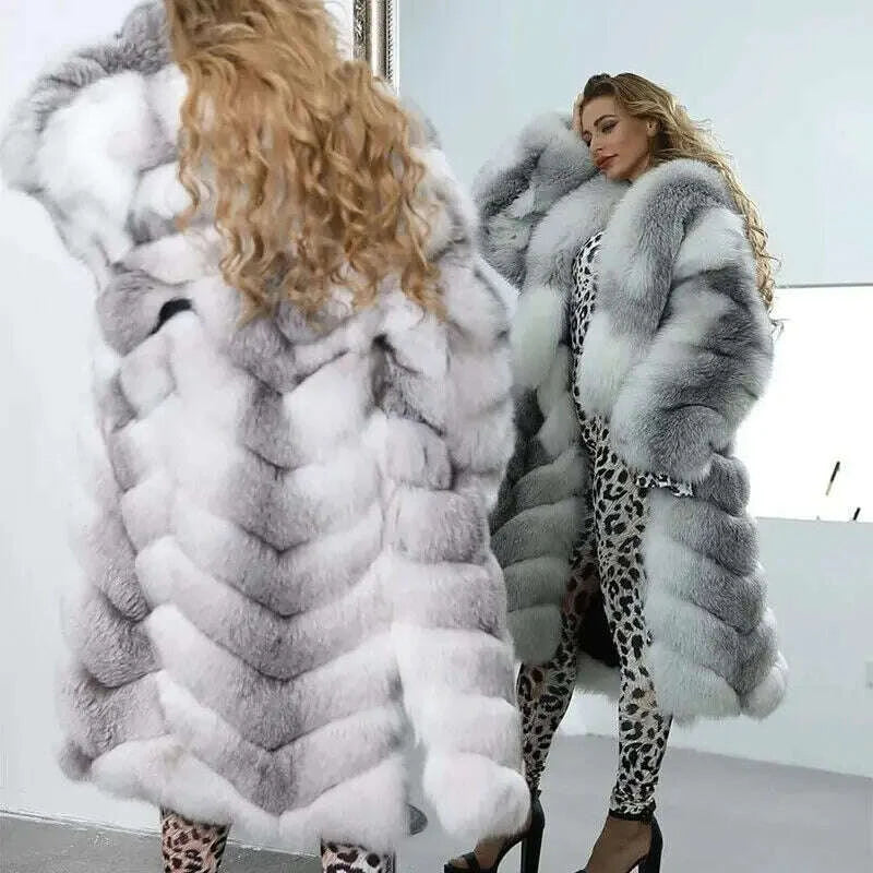 Tina Women's Long Puffer Coat | Genuine Fox Fur, Thick Warm Design 2