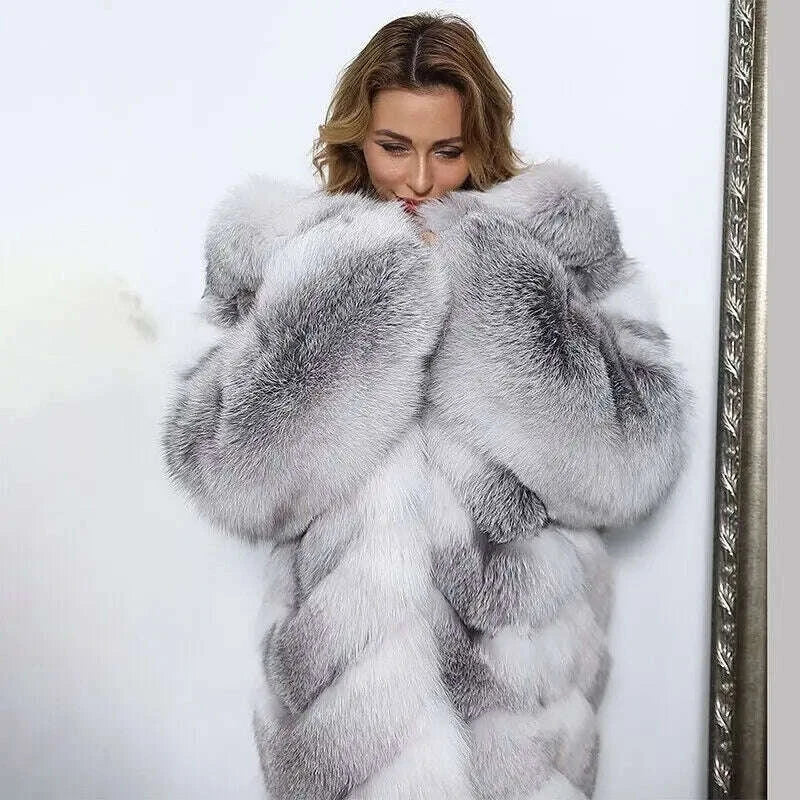 Tina Women's Long Puffer Coat | Genuine Fox Fur, Thick Warm Design 3
