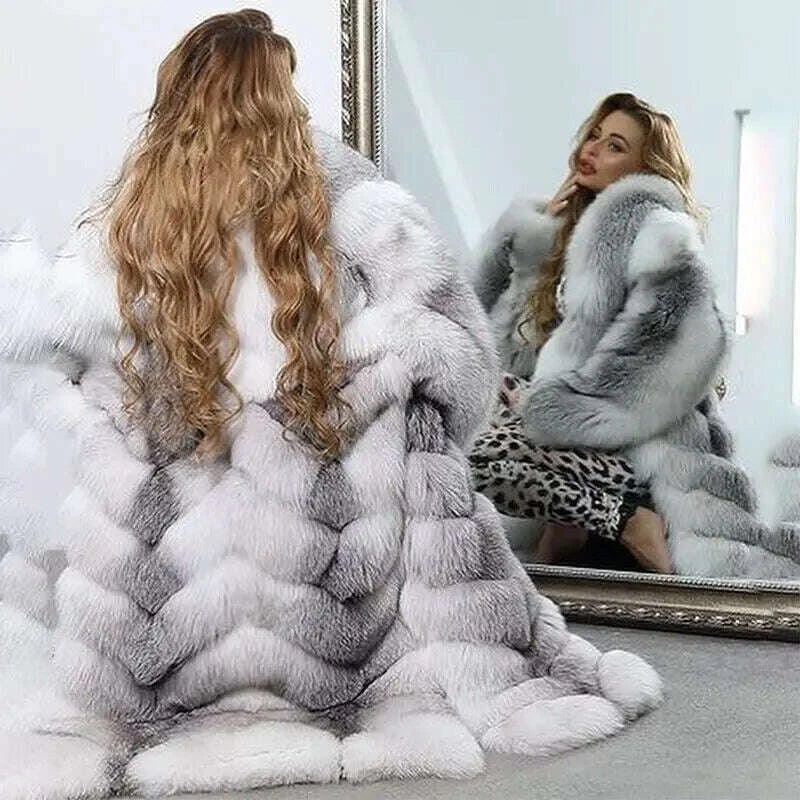 Tina Women's Long Puffer Coat | Genuine Fox Fur, Thick Warm Design 4