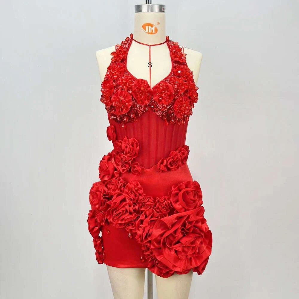 Vera Women's Cocktail Dress | 3D Floral Design, Backless Mini Dress 5