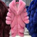 Yara Women's Fox Fur Coat | Luxurious Pink, Long Sleeve 0