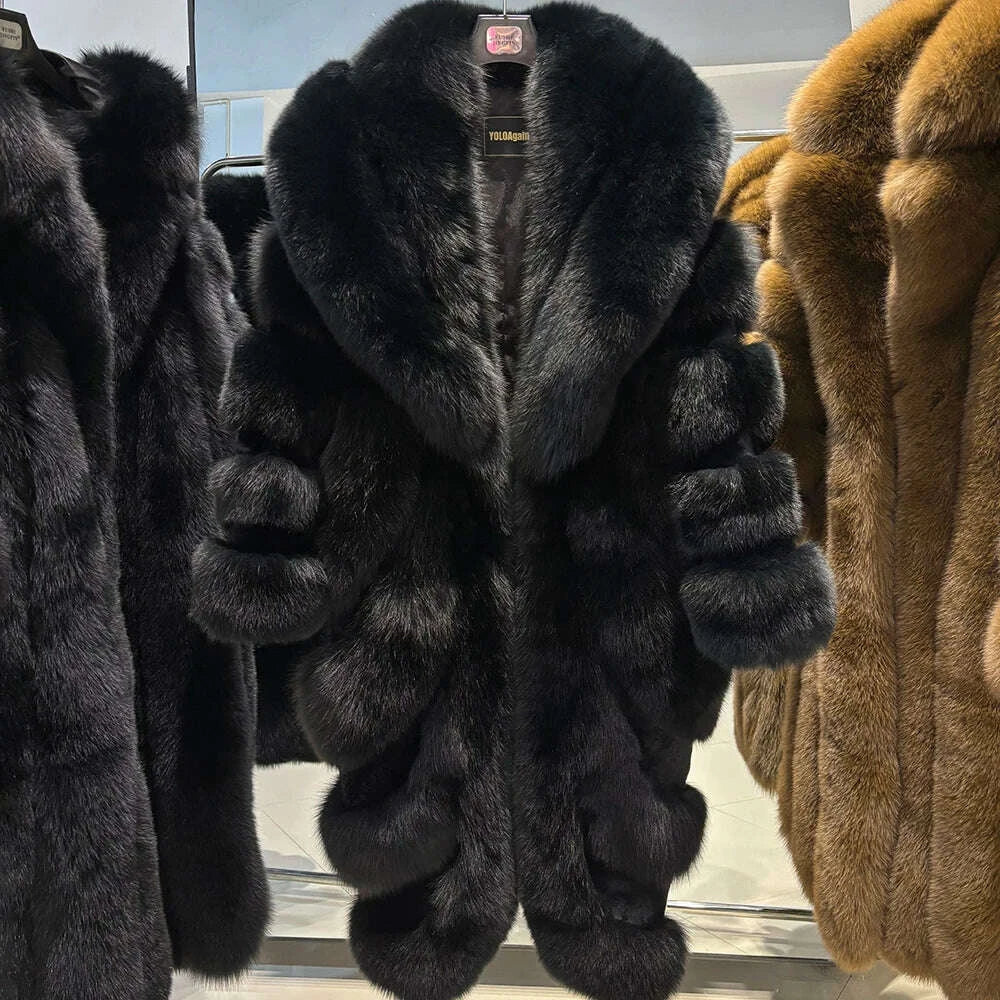 Yara Women's Fox Fur Coat | Luxurious Pink, Long Sleeve 19
