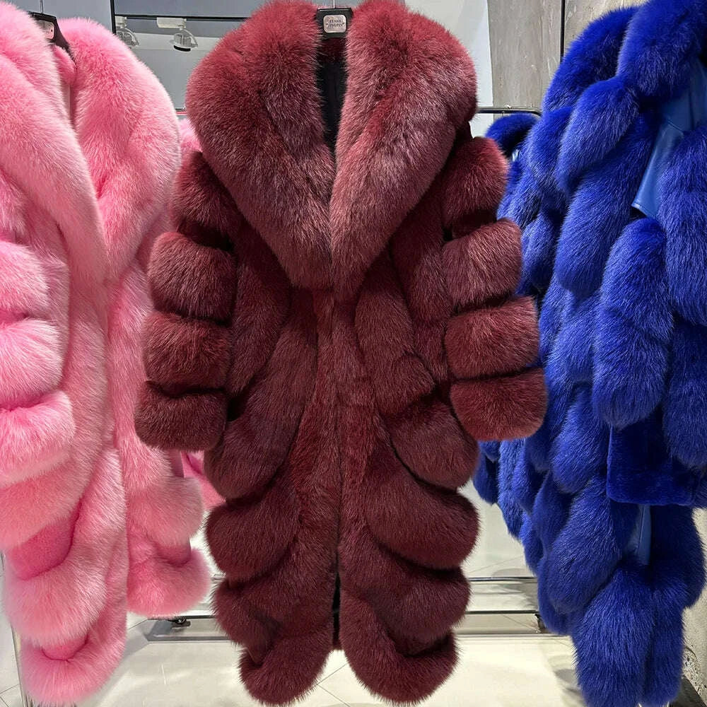 Yara Women's Fox Fur Coat | Luxurious Pink, Long Sleeve 20