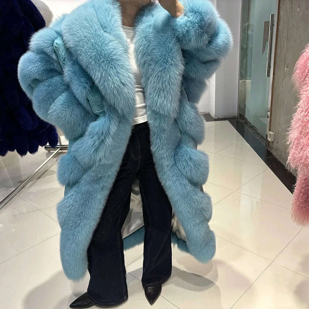 Yara Women's Fox Fur Coat | Luxurious Pink, Long Sleeve 3
