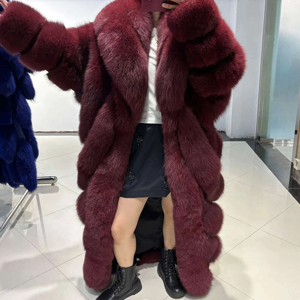 Yara Women's Fox Fur Coat | Luxurious Pink, Long Sleeve 5
