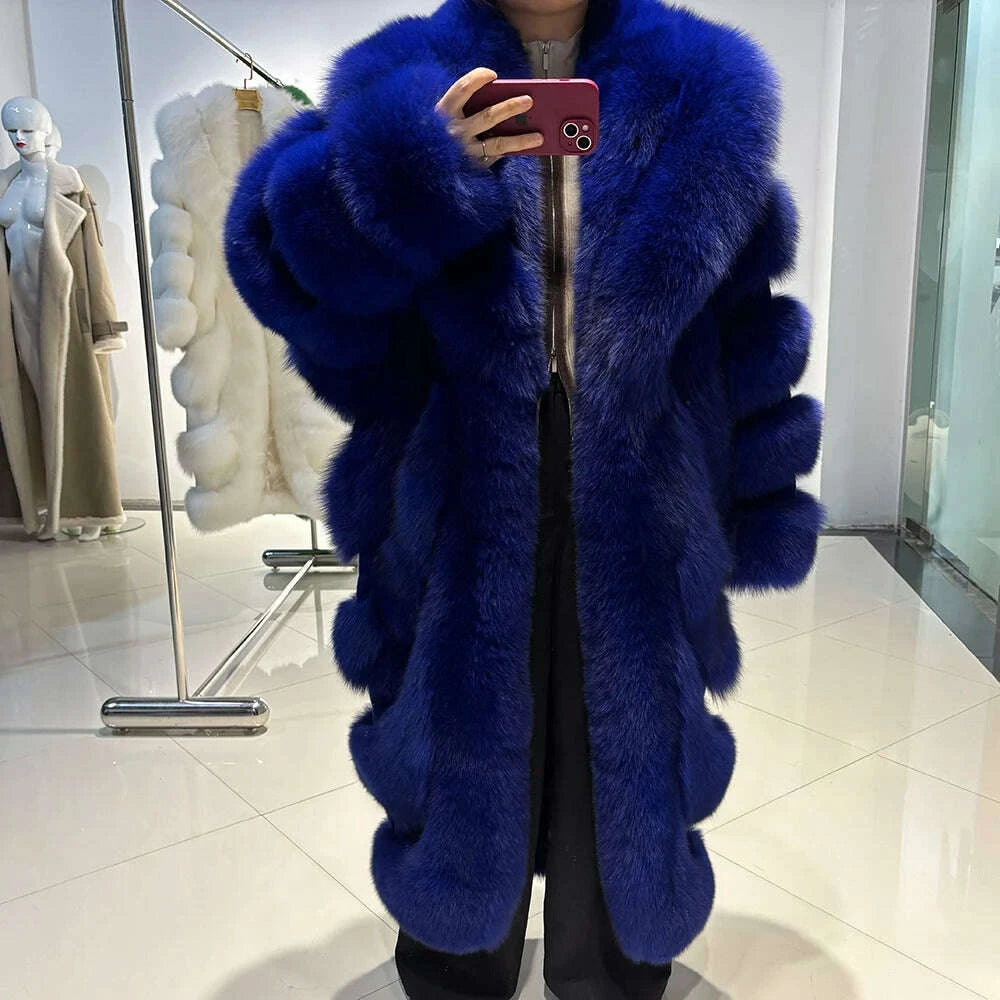Yara Women's Fox Fur Coat | Luxurious Pink, Long Sleeve 6