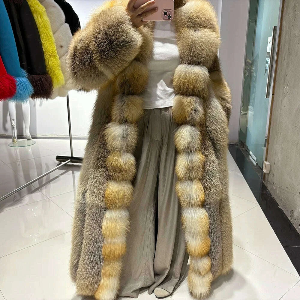 Yara Women's Fox Fur Coat | Natural Golden, Luxury Outerwear 8