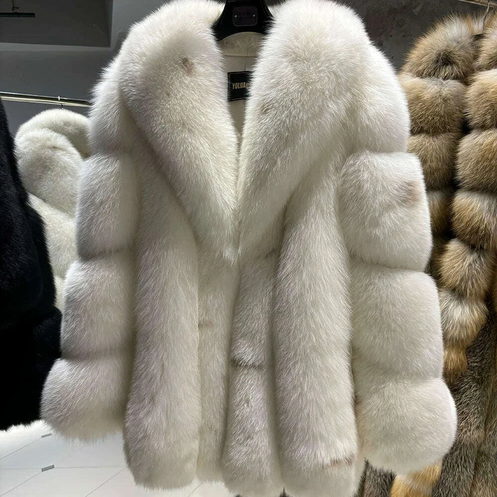 Yara Women's Fox Fur Coat | Thick Warm Luxury for Winter 0