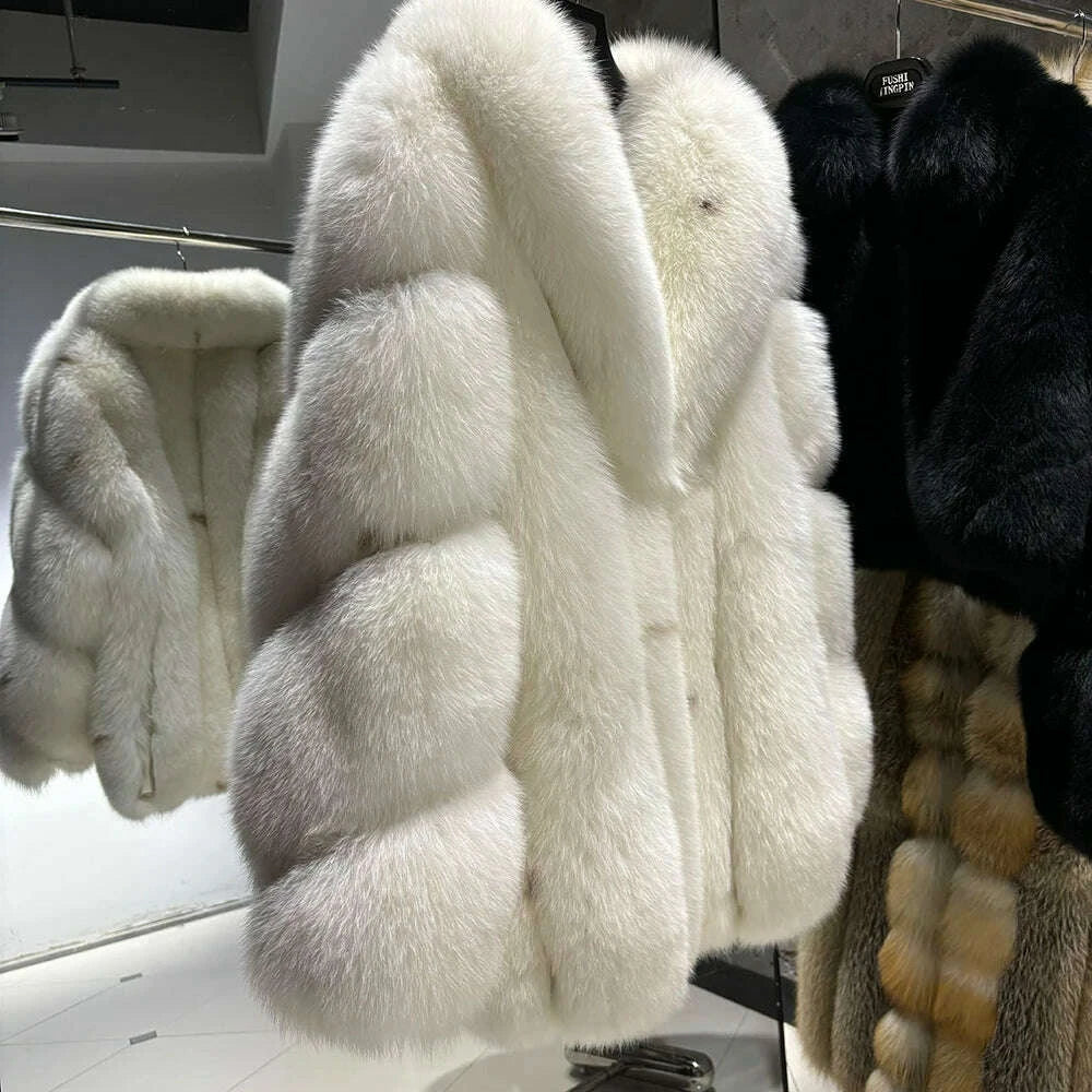 Yara Women's Fox Fur Coat | Thick Warm Luxury for Winter 1