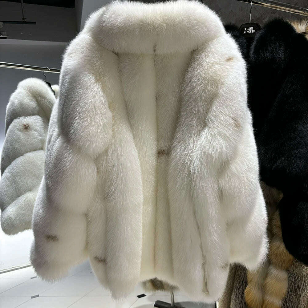 Yara Women's Fox Fur Coat | Thick Warm Luxury for Winter 3