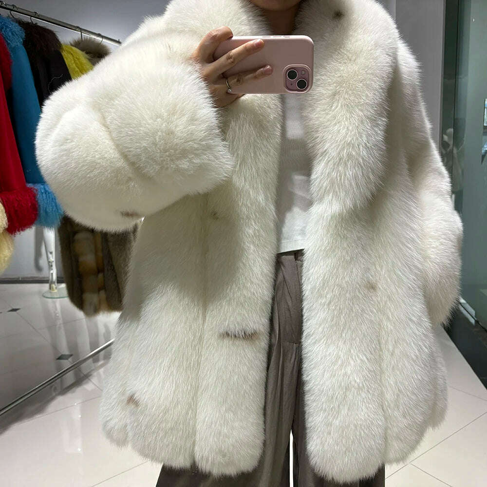 Yara Women's Fox Fur Coat | Thick Warm Luxury for Winter 4