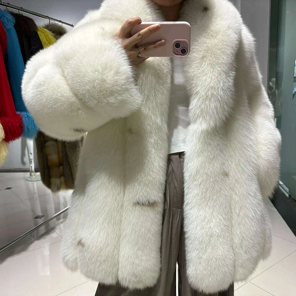 Yara Women's Fox Fur Coat | Thick Warm Luxury for Winter 4