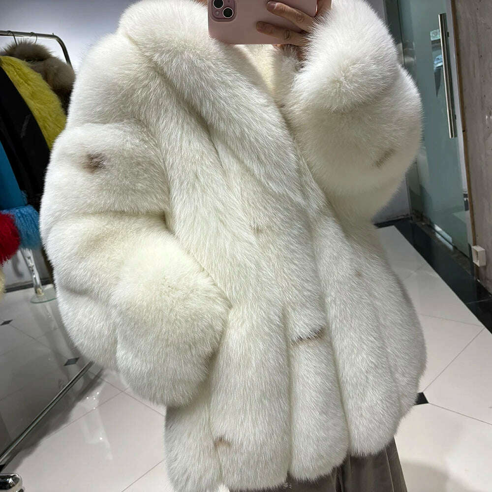 Yara Women's Fox Fur Coat | Thick Warm Luxury for Winter 5