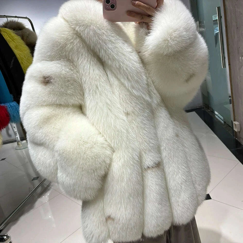 Yara Women's Fox Fur Coat | Thick Warm Luxury for Winter 5