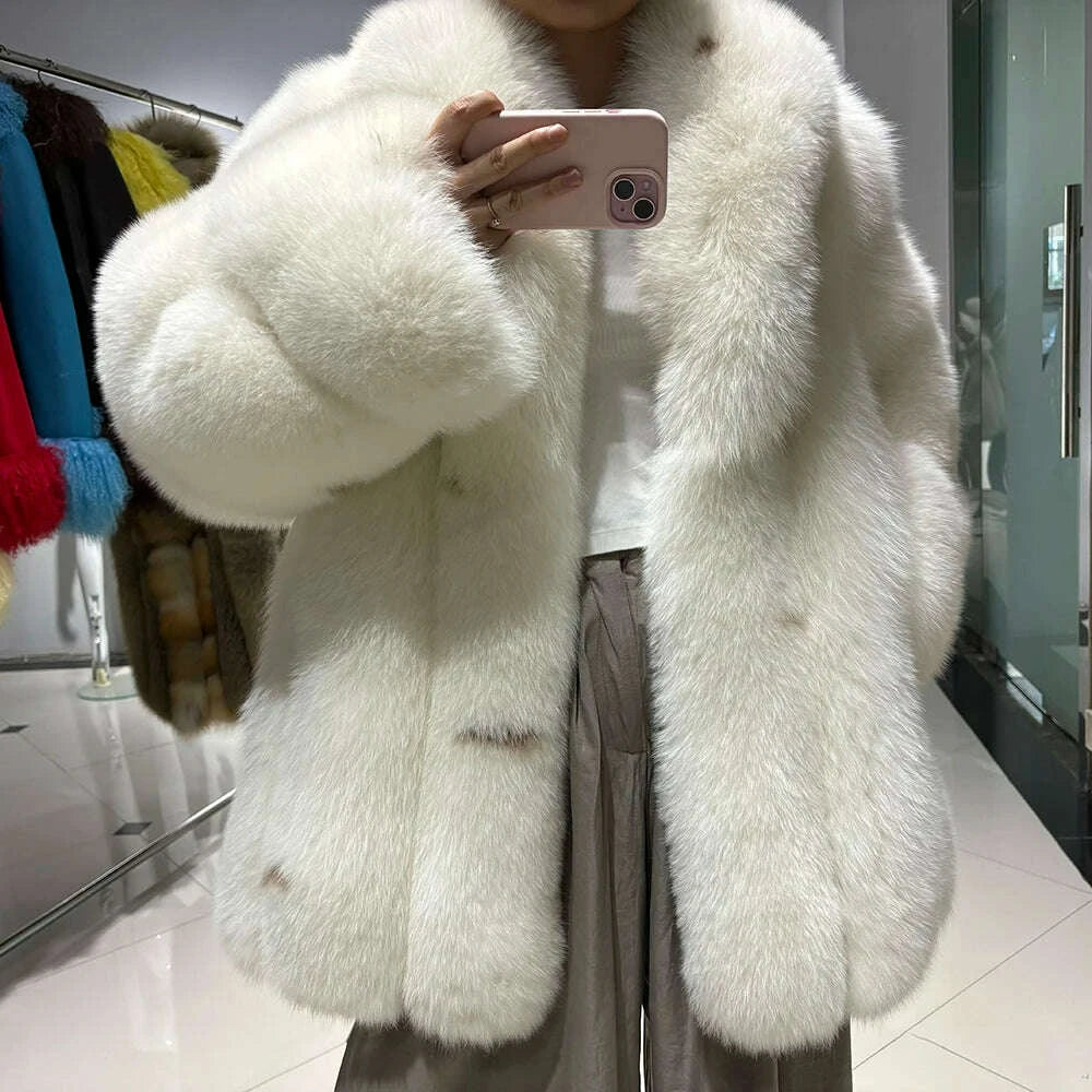 Yara Women's Fox Fur Coat | Thick Warm Luxury for Winter 6