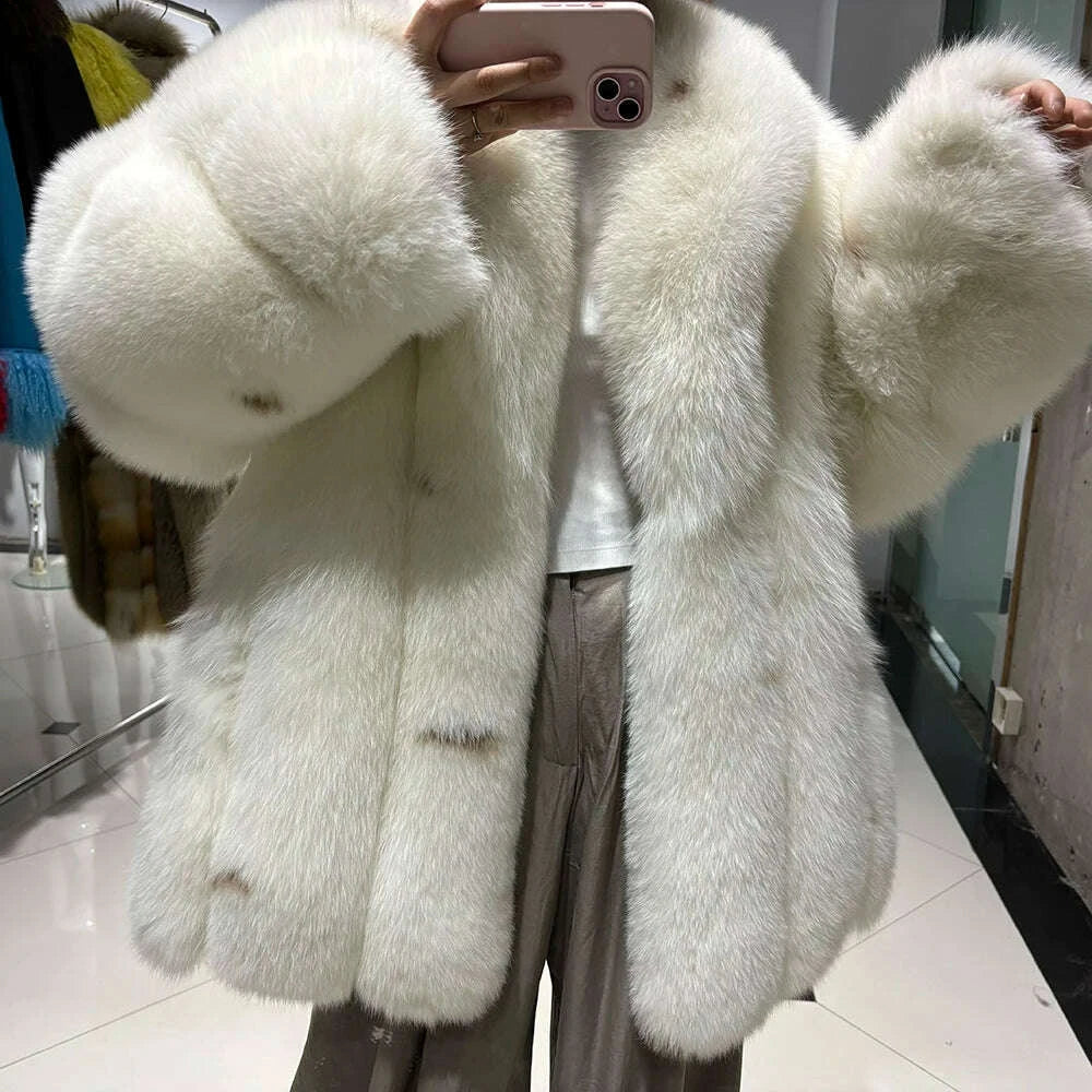 Yara Women's Fox Fur Coat | Thick Warm Luxury for Winter 7