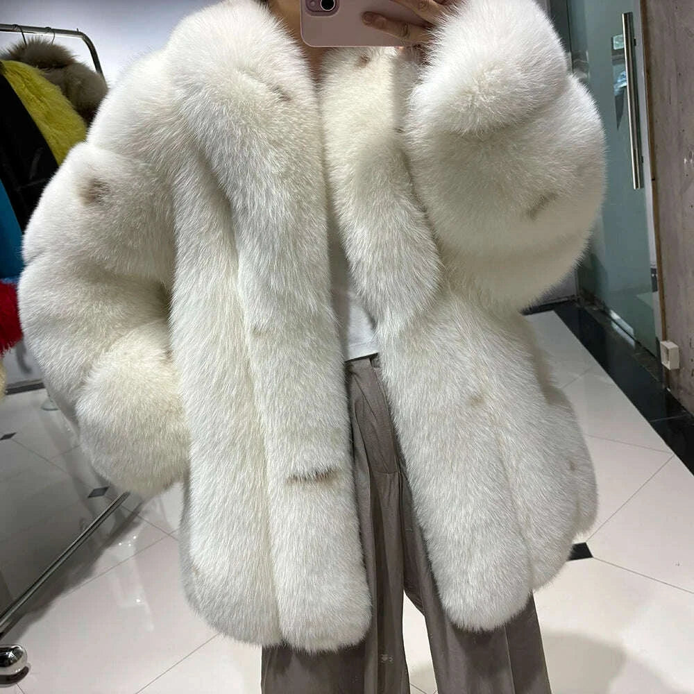 Yara Women's Fox Fur Coat | Thick Warm Luxury for Winter 8