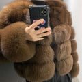 Yara Women's Fox Fur Jacket | Thick Warm Outerwear 0