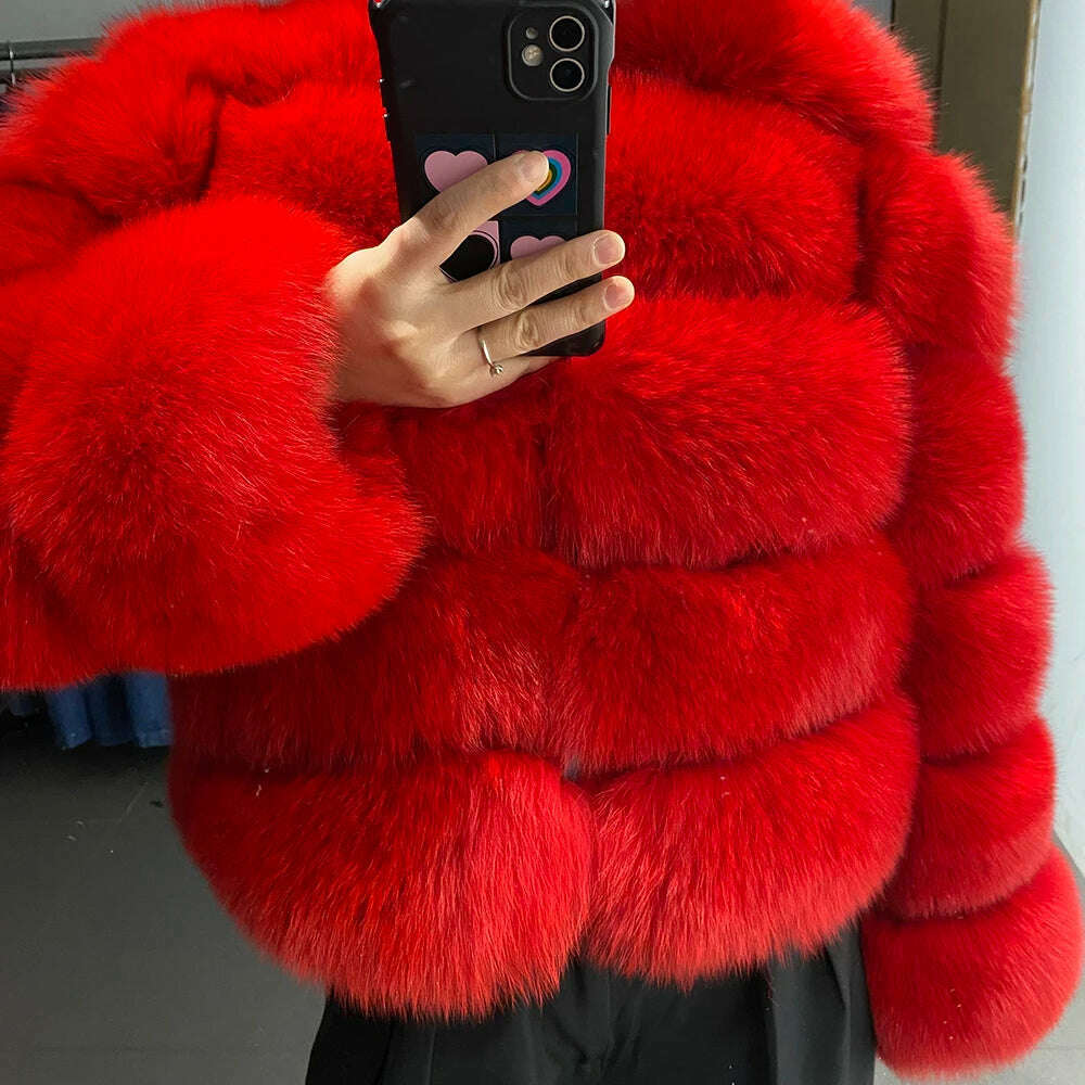 Yara Women's Fox Fur Jacket | Thick Warm Outerwear 10