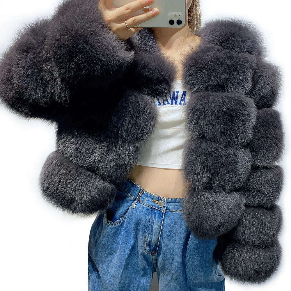 Yara Women's Fox Fur Jacket | Thick Warm Outerwear 13