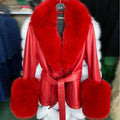 Yara Women's Leather Jacket | Real Sheepskin with Fox Fur Collar 0
