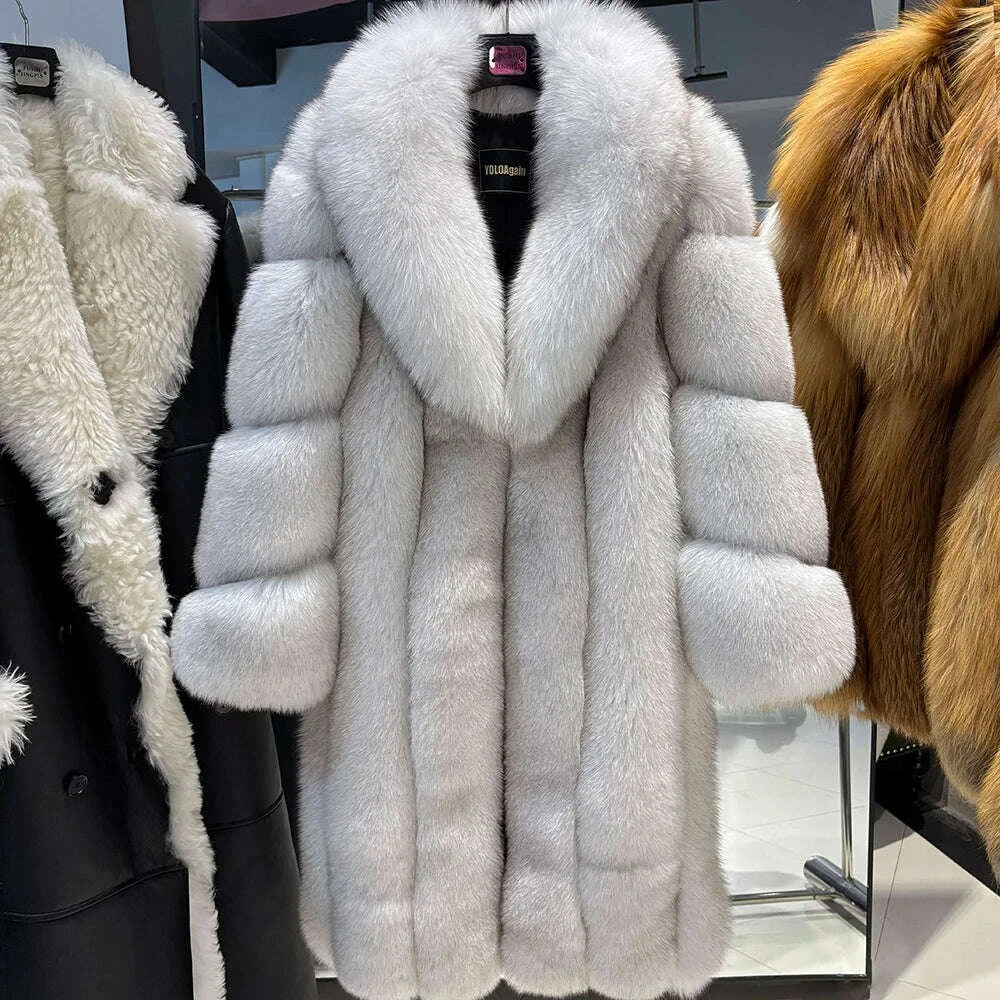 Yara Women's Long Puffer Coat | Real Fox Fur, Warm & Stylish 10