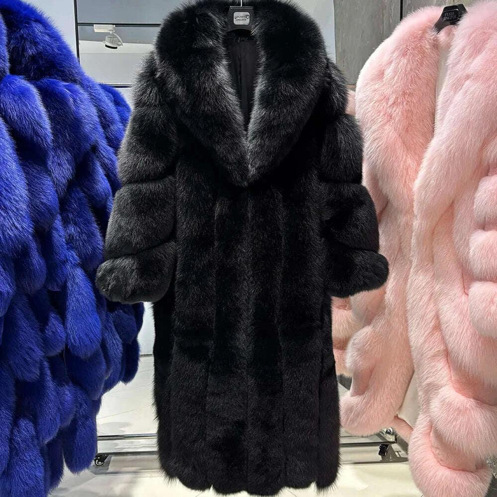 Yara Women's Long Puffer Coat | Real Fox Fur, Warm & Stylish 3