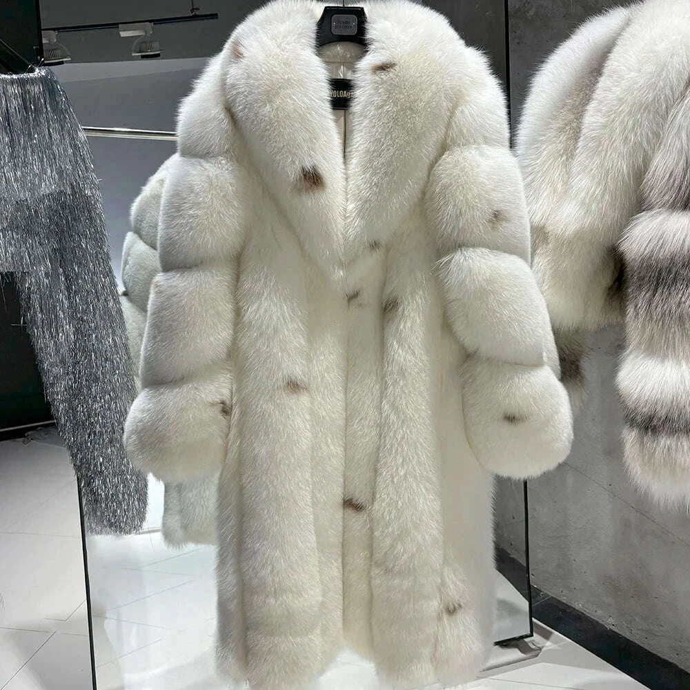 Yara Women's Long Puffer Coat | Real Fox Fur, Warm & Stylish 4
