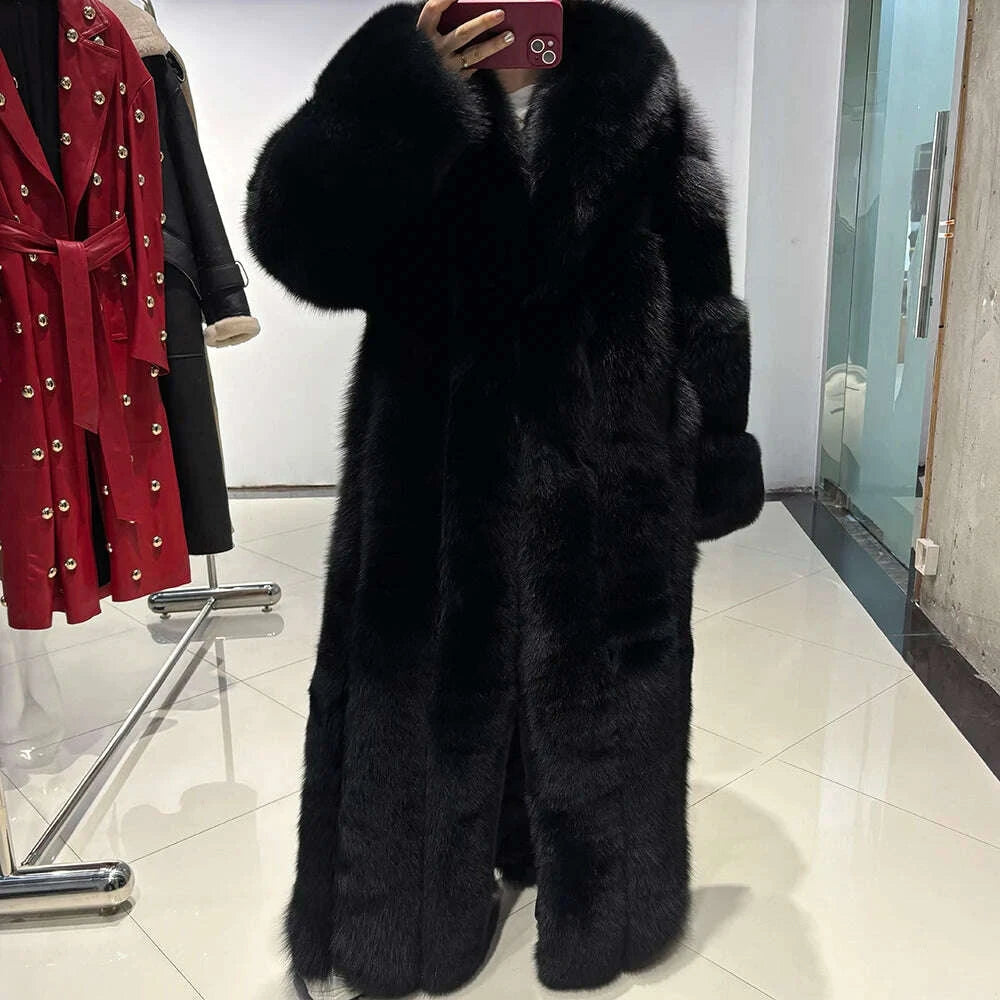 Yara Women's Long Puffer Coat | Real Fox Fur, Warm & Stylish 7