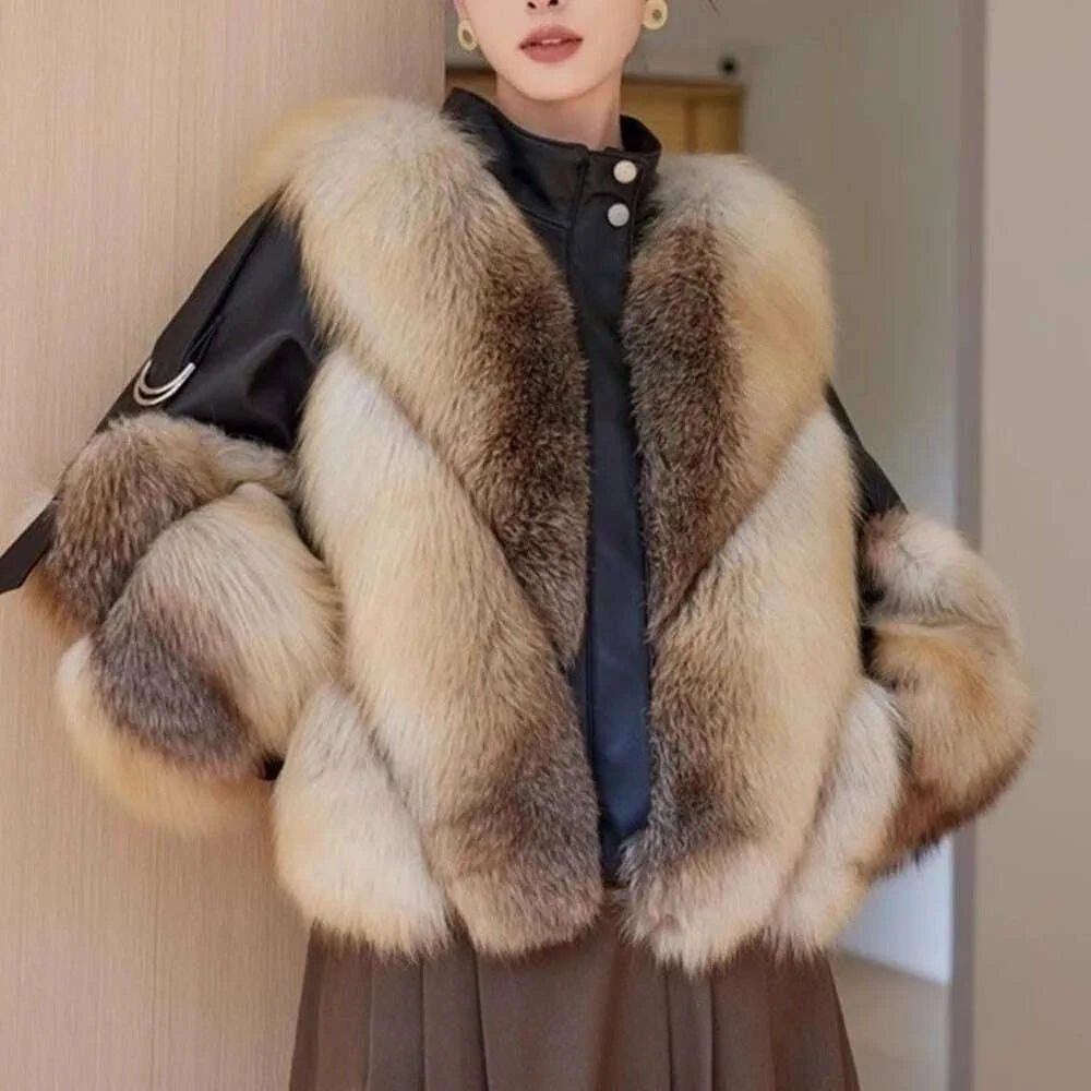 Zara Women's Fox Fur Jacket | Stylish Motorcycle Overcoat 1