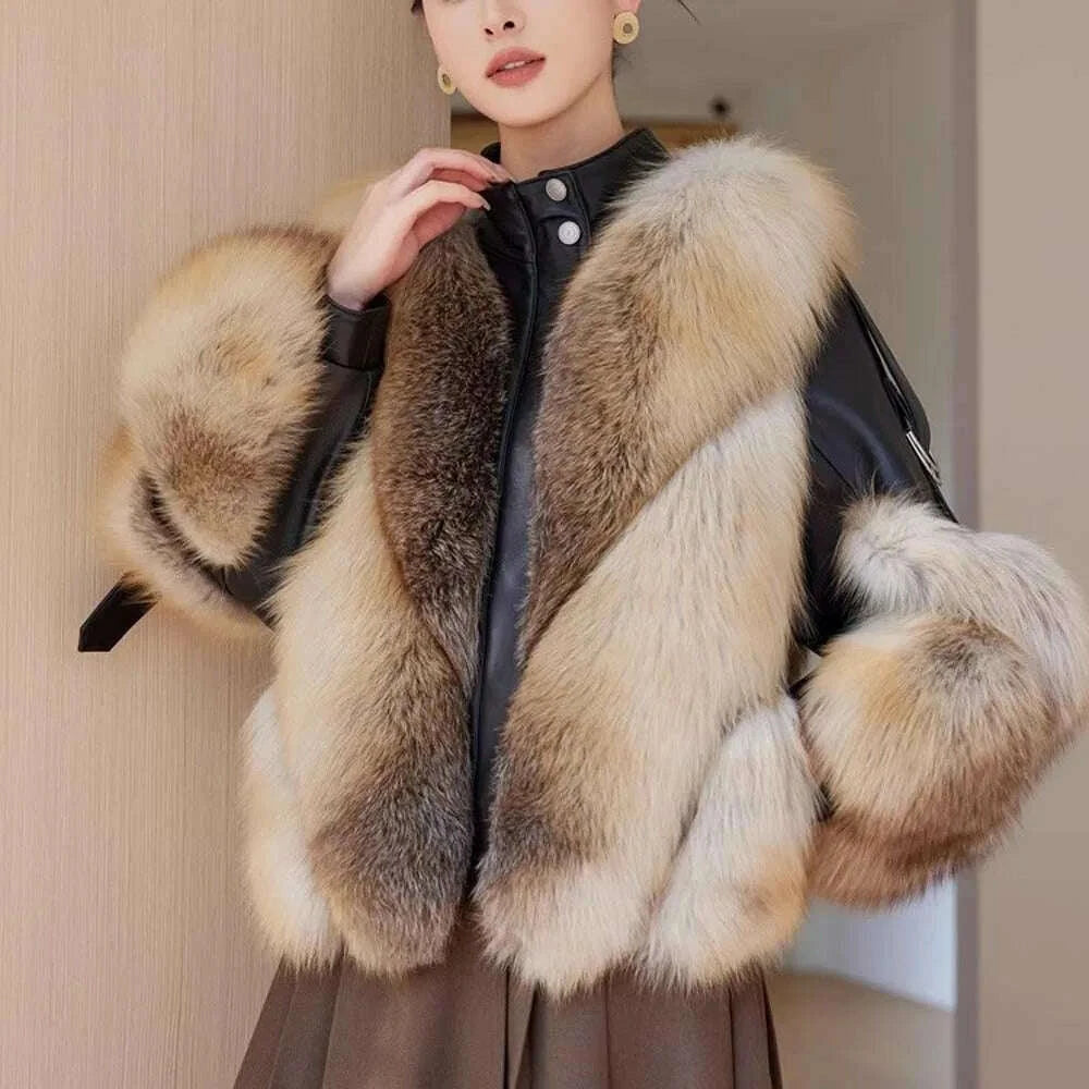 Zara Women's Fox Fur Jacket | Stylish Motorcycle Overcoat 3