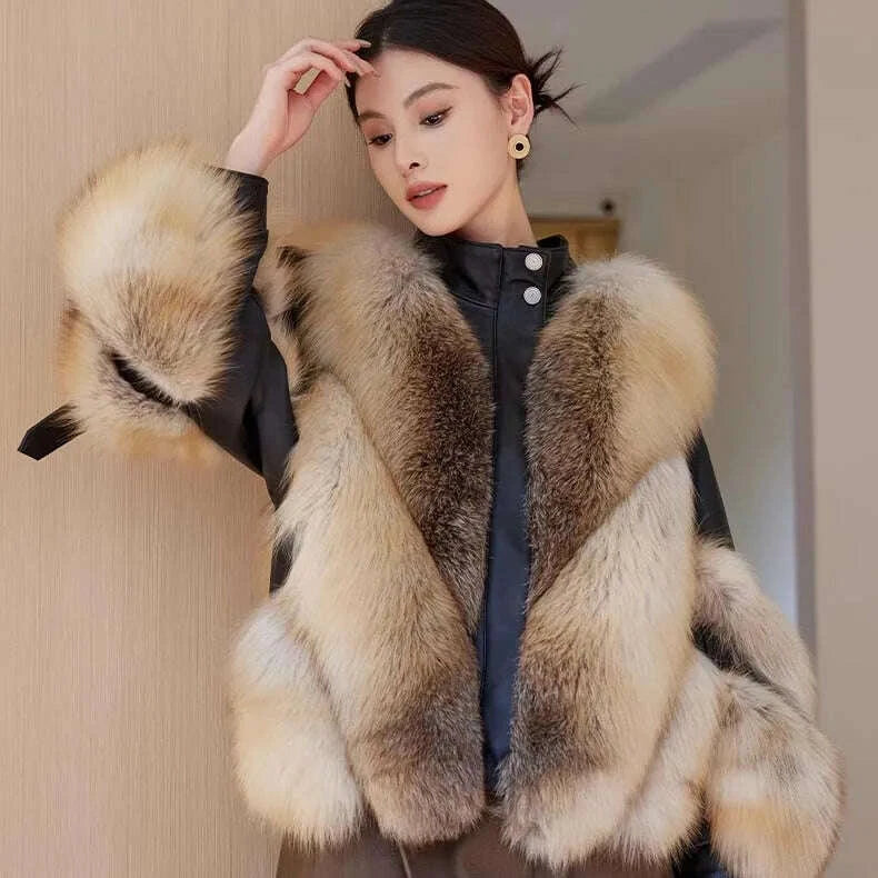 Zara Women's Fox Fur Jacket | Stylish Motorcycle Overcoat 8