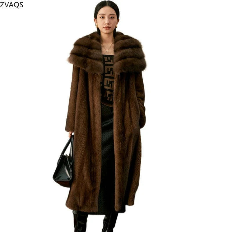 Zara Women's Mink Fur Coat | Luxurious Coffee Color, Thick Winter Outerwear 1