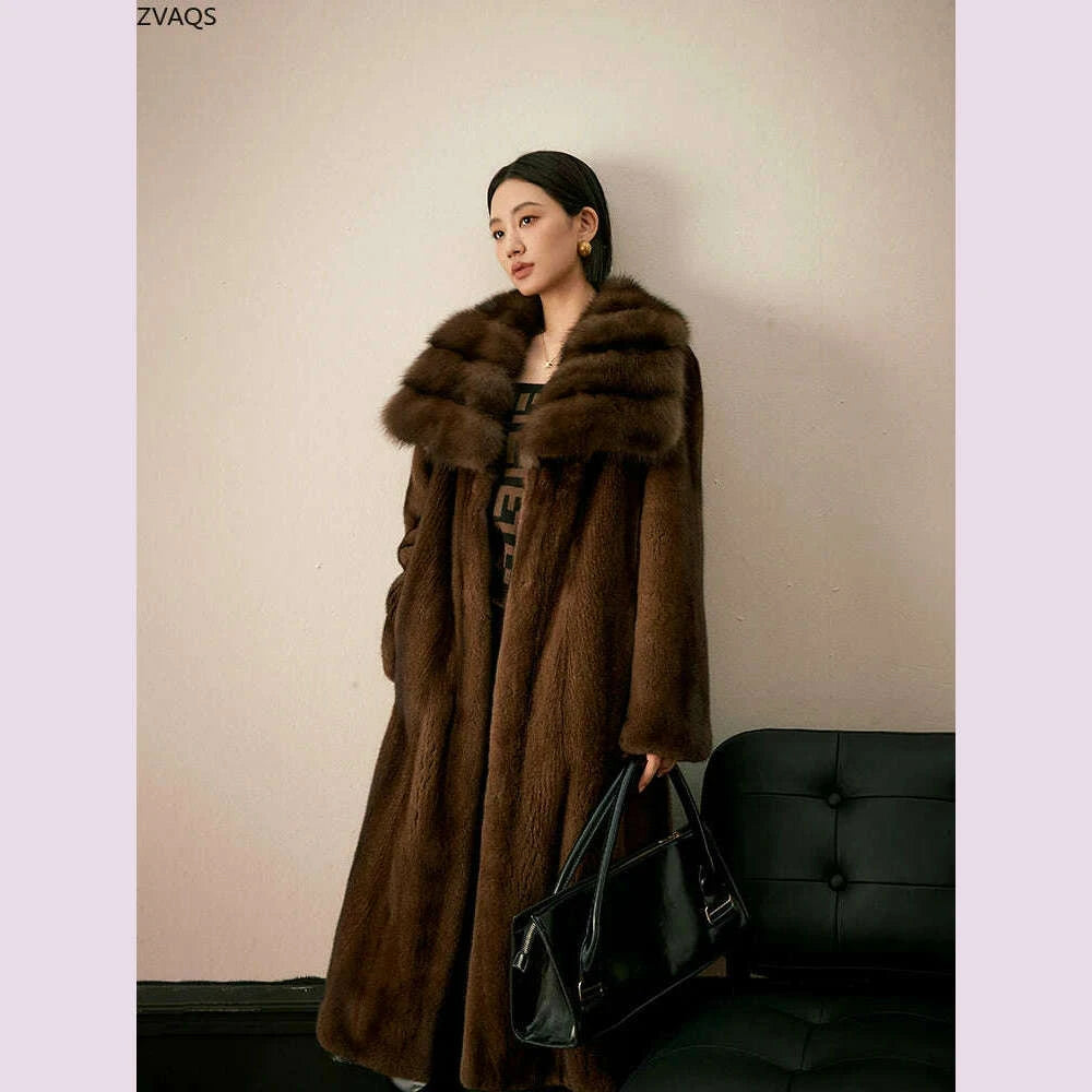 Zara Women's Mink Fur Coat | Luxurious Coffee Color, Thick Winter Outerwear 2