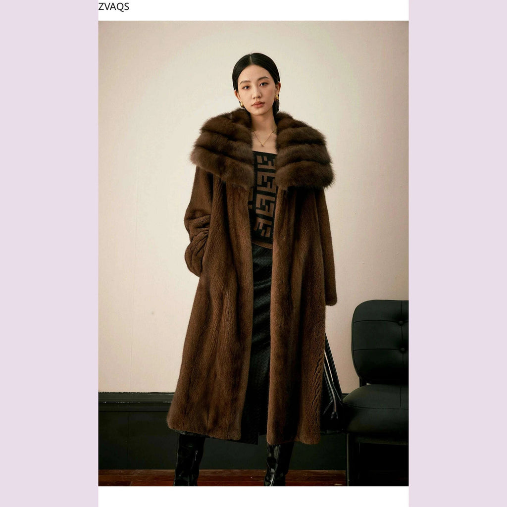 Zara Women's Mink Fur Coat | Luxurious Coffee Color, Thick Winter Outerwear 4