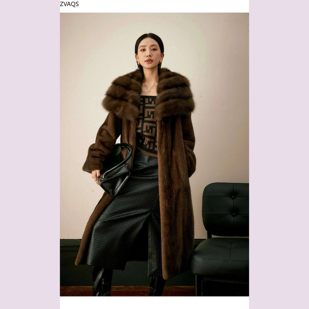 Zara Women's Mink Fur Coat | Luxurious Coffee Color, Thick Winter Outerwear 5