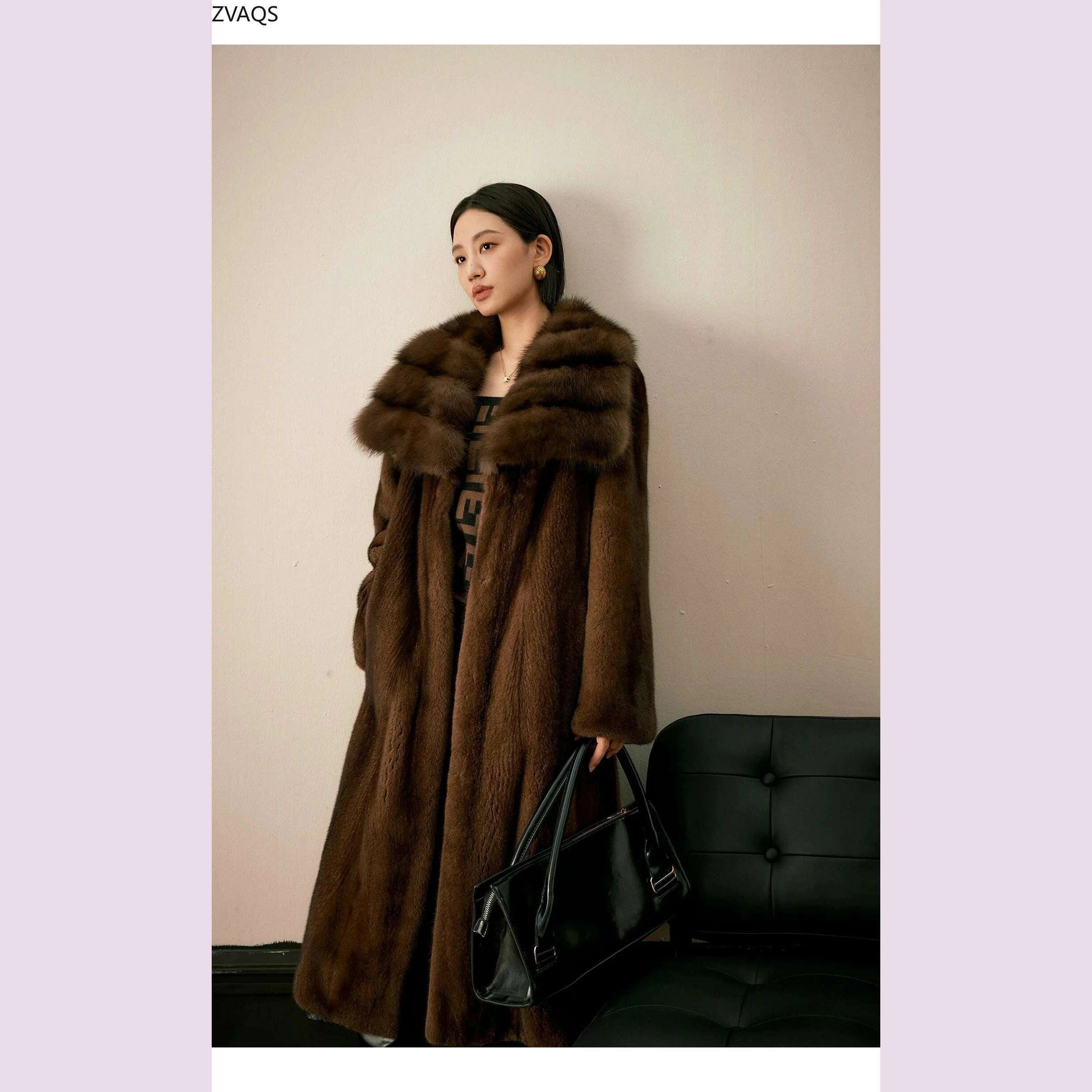 Zara Women's Mink Fur Coat | Luxurious Coffee Color, Thick Winter Outerwear 6