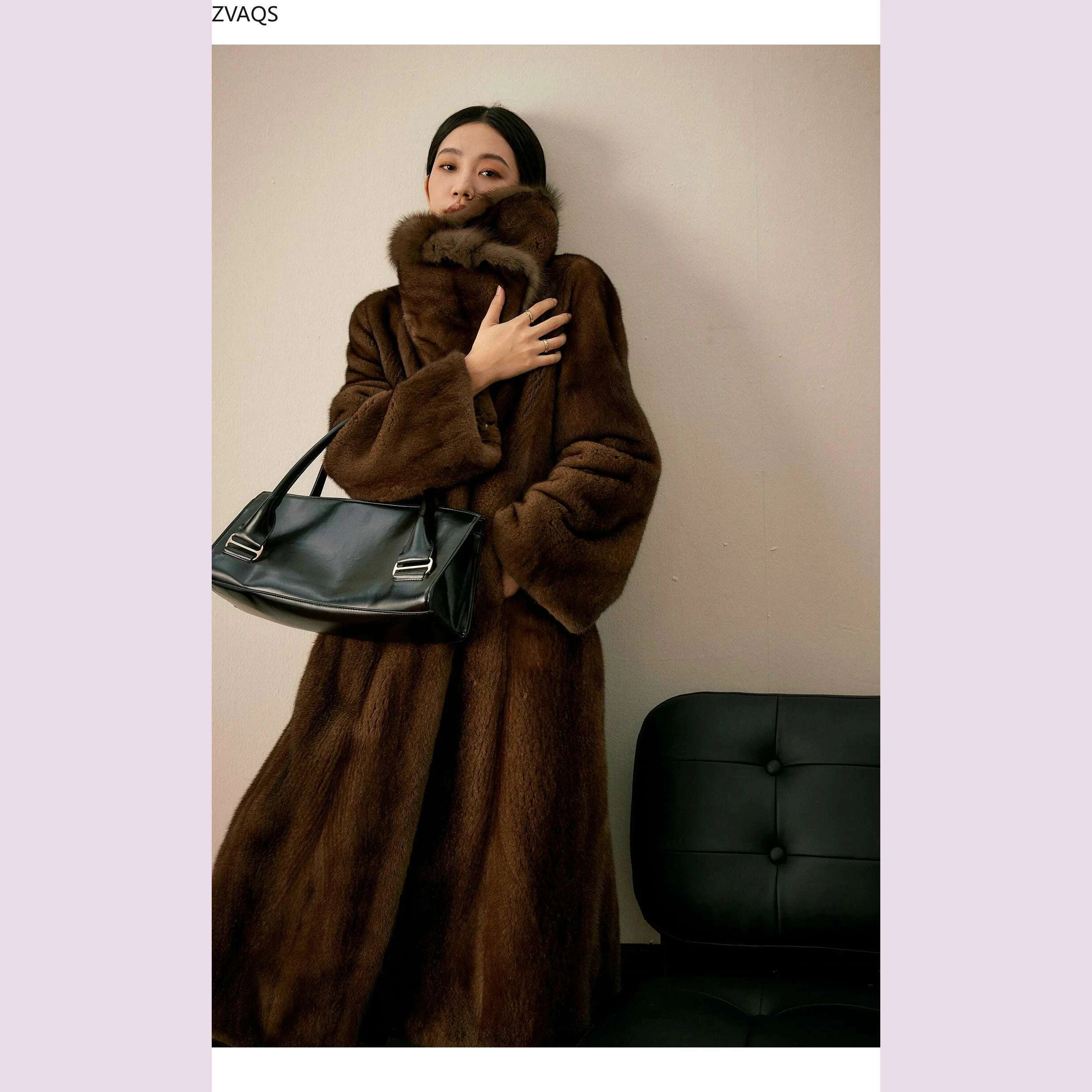 Zara Women's Mink Fur Coat | Luxurious Coffee Color, Thick Winter Outerwear 7
