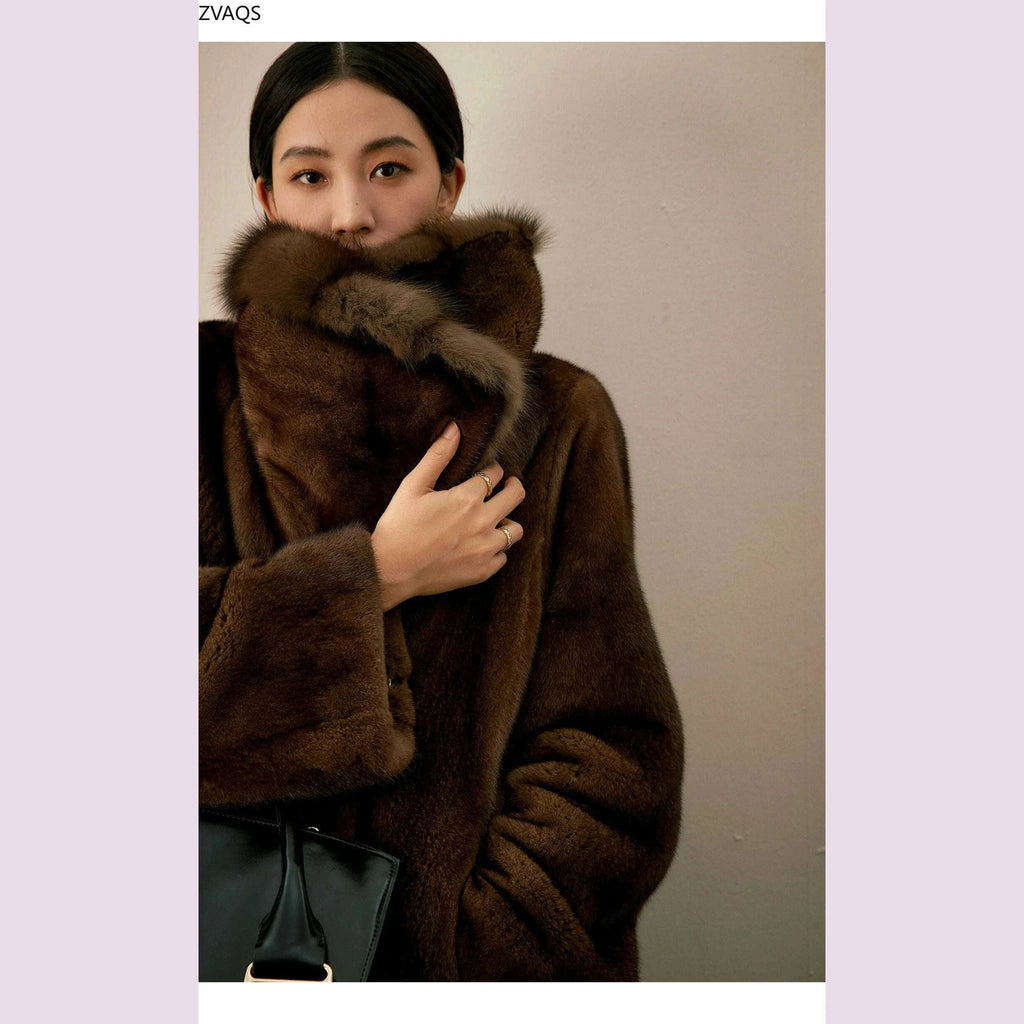 Zara Women's Mink Fur Coat | Luxurious Coffee Color, Thick Winter Outerwear 8